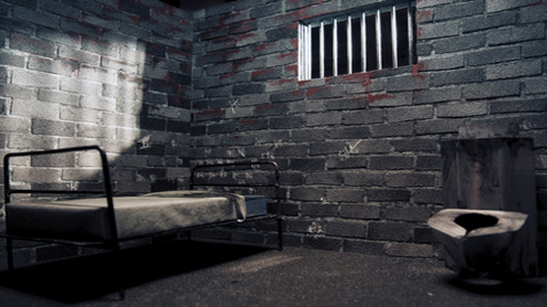 dark prison cell at night