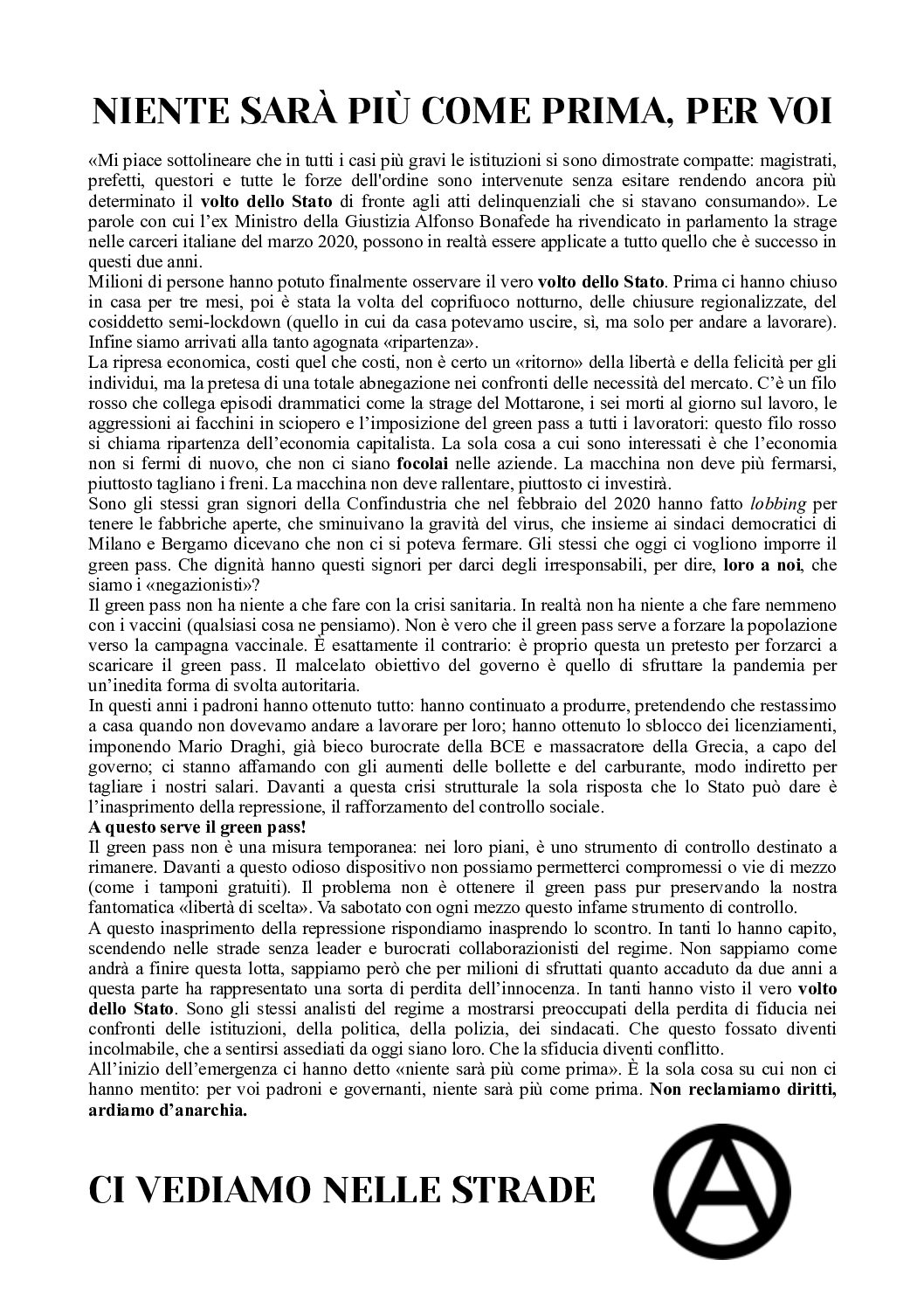 niente sarà più come prima