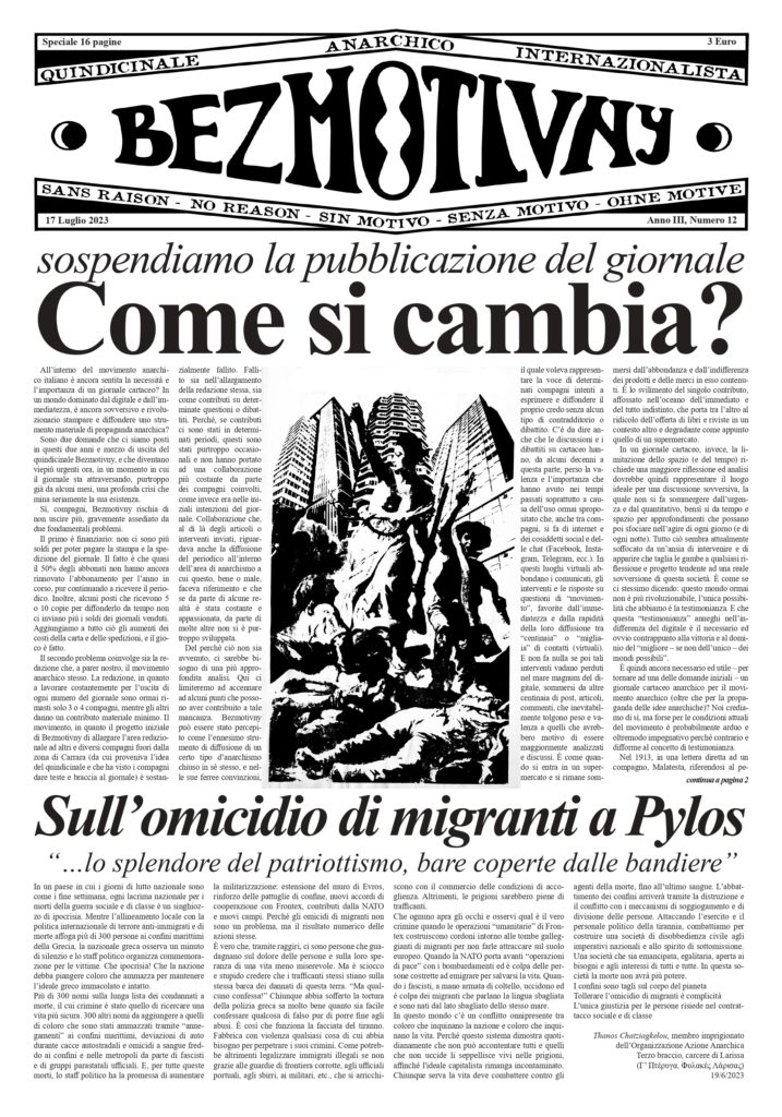 prima-pagina-bezmotivny-anno-iii-n-12-17-luglio-2023