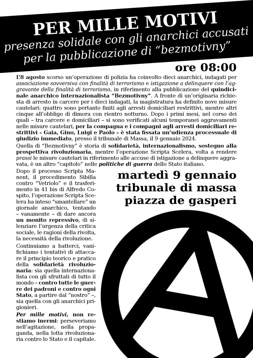 presenza solidale 9 gennaio