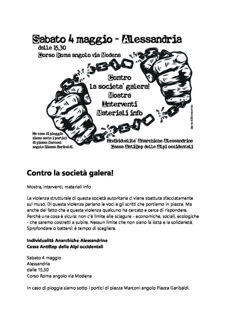4 MAGGIO 2024 Contro il carcere
