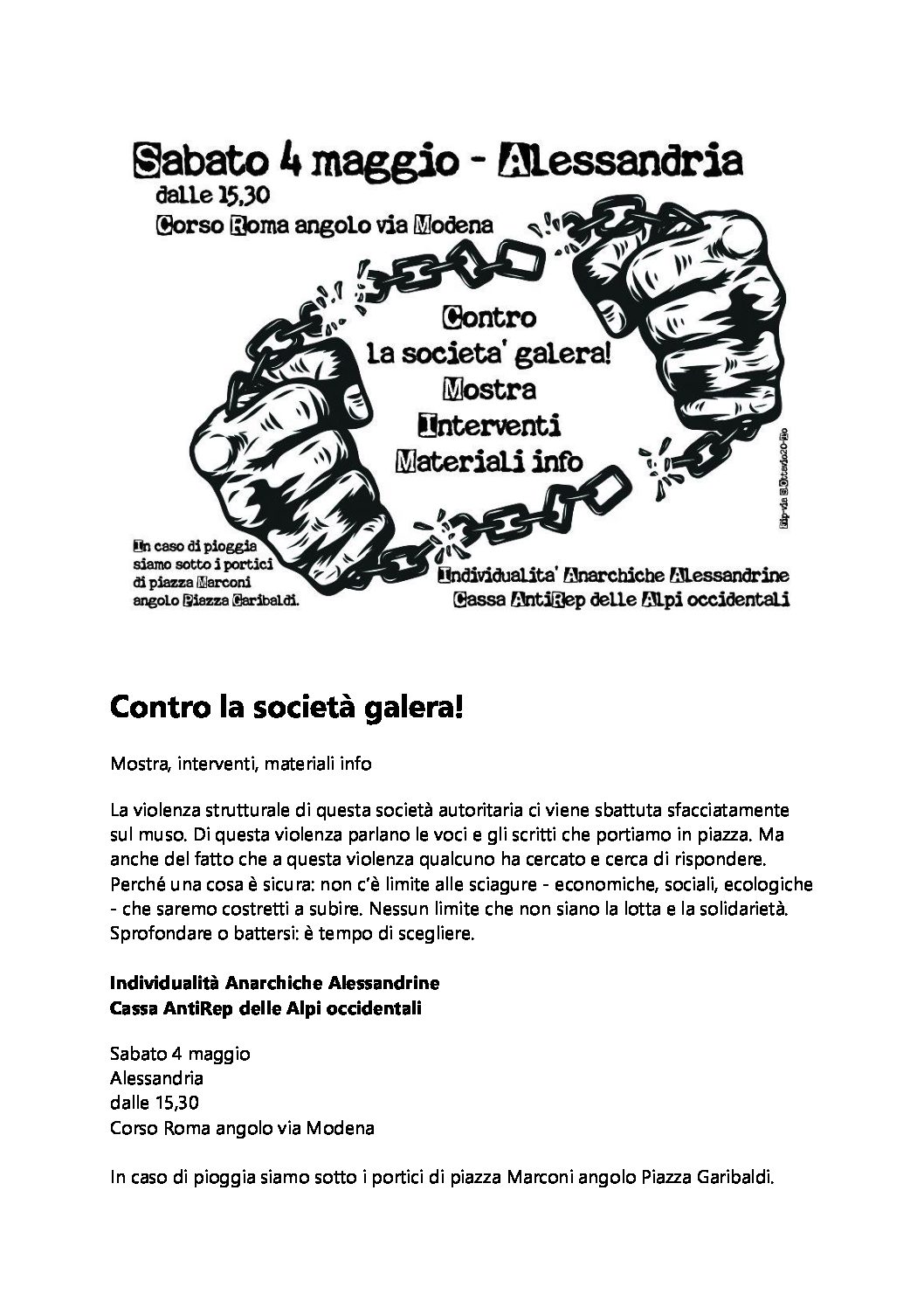 4 MAGGIO 2024 Contro il carcere