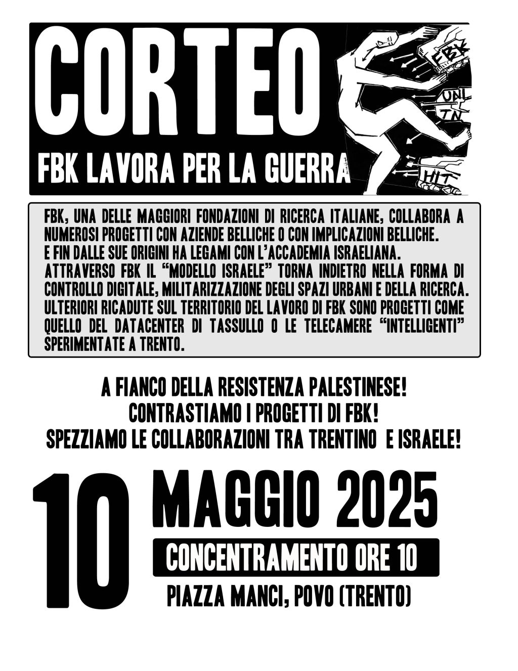 corteo maggio contro fbk