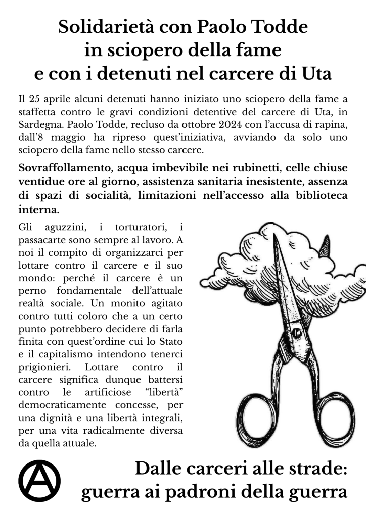 paolo todde sciopero della fame uta manif a