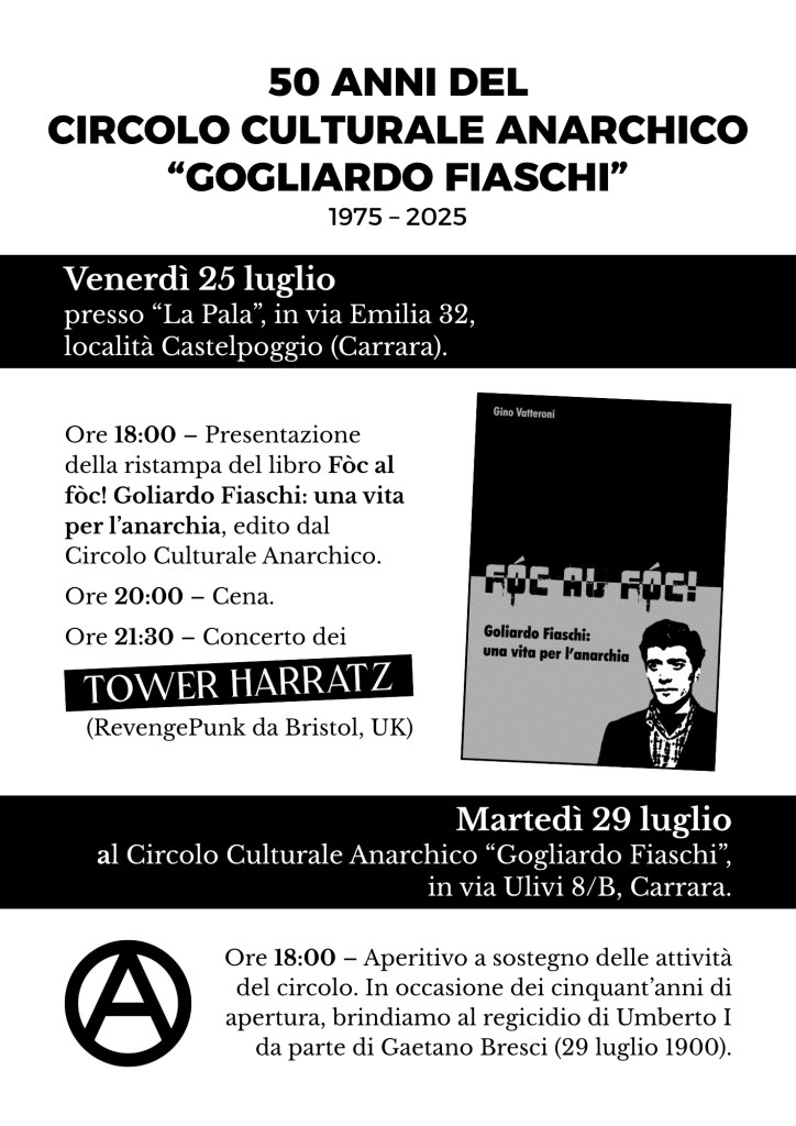 50 anni del circolo culturale anarchico