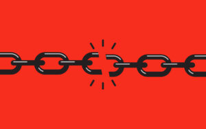 Broken, torn chain